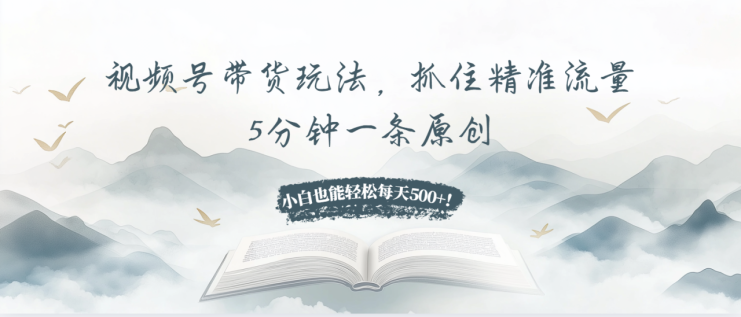 （13492期）视频号带货玩法，抓住精准流量，5分钟一条原创，小白也能轻松每天500+！_生财有道创业项目网