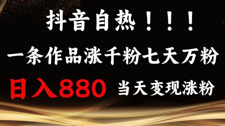 抖音小红书自热，一条作品1000粉，7天万粉，单日变现880收益_生财有道创业网
