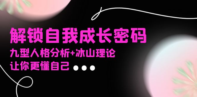 （13574期）某社群课程，解锁自我成长密码，九型人格分析+冰山理论，让你更懂自己_生财有道创业项目网