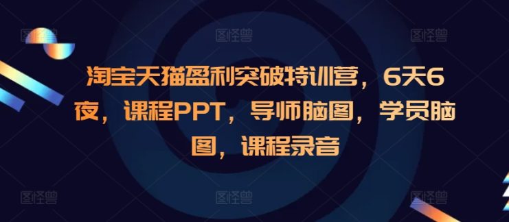 淘宝天猫盈利突破特训营，6天6夜，课程PPT，导师脑图，学员脑图，课程录音_生财有道创业网