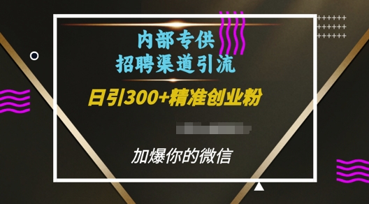 内部招聘渠道日引流300+创业粉，加爆你的微信【揭秘】_生财有道创业网