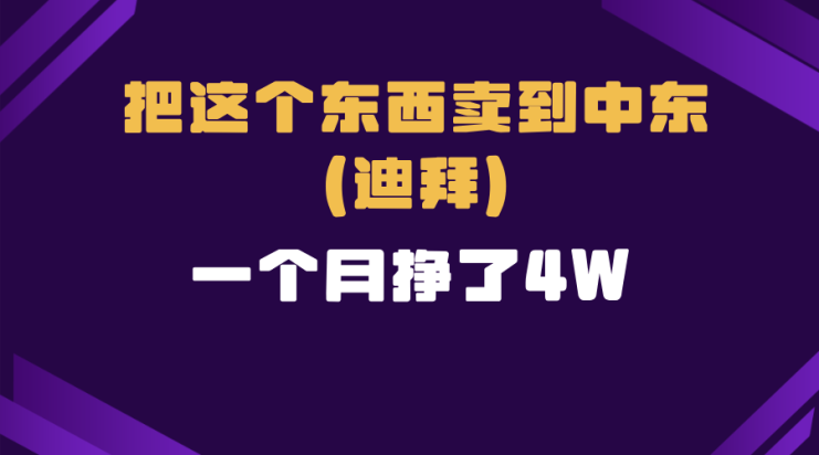 （13740期）跨境电商一个人在家把货卖到迪拜，暴力项目拆解_生财有道创业项目网