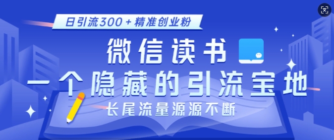 微信读书，一个隐藏的引流宝地，不为人知的小众打法，日引流300+精准创业粉，长尾流量源源不断_生财有道创业网