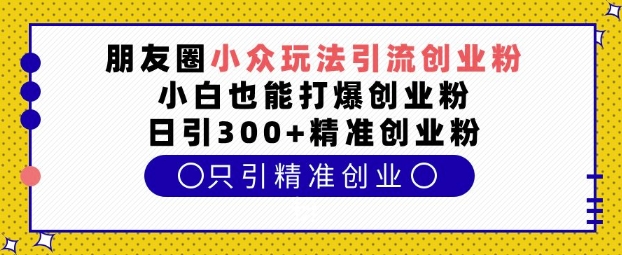 朋友圈小众玩法引流创业粉，小白也能打爆创业粉，日引300+精准创业粉【揭秘】_生财有道创业网