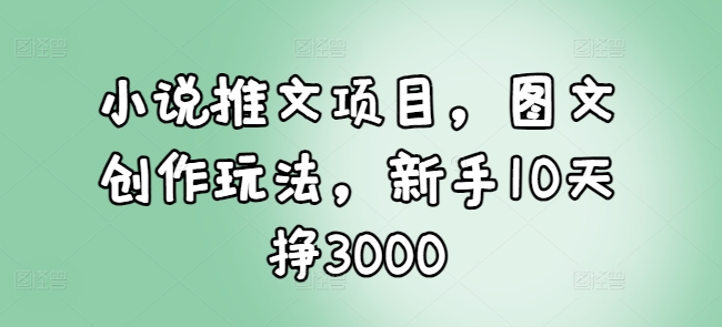 小说推文项目，图文创作玩法，新手10天挣3000_生财有道创业网