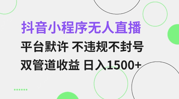 抖音小程序无人直播 平台默许 不违规不封号 双管道收益 日入多张 小白也能轻松操作【仅揭秘】_生财有道创业网