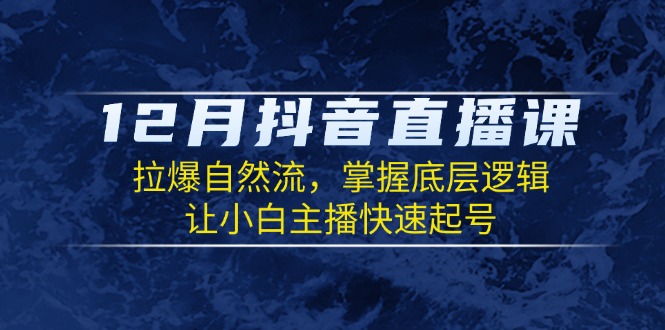 （13807期）12月抖音直播课：拉爆自然流，掌握底层逻辑，让小白主播快速起号_生财有道创业项目网