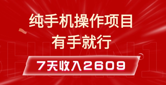纯手机操作的小项目，有手就能做，7天收入2609+实操教程【揭秘】_生财有道创业网