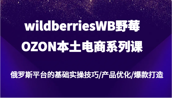 wildberriesWB野莓/OZON本土电商系列课，俄罗斯平台的基础实操技巧/产品优化/爆款打造_生财有道创业网