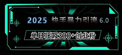 2025年快手6.0保姆级教程震撼来袭，单日狂吸300+精准创业粉——生财有道创业项目网