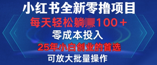 小红书全新纯零撸项目，只要有号就能玩，可放大批量操作，轻松日入100+【揭秘】——生财有道创业项目网
