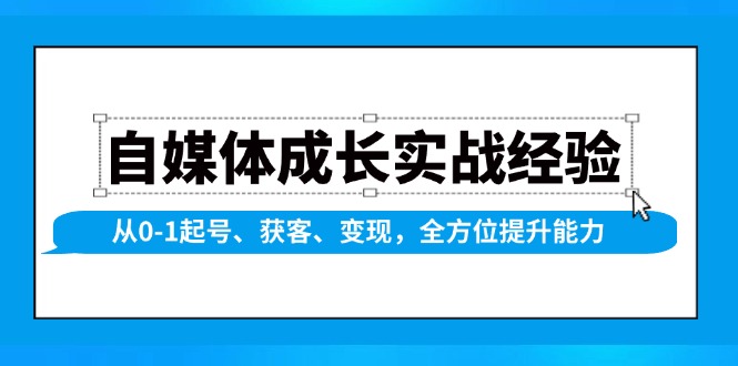 （13963期）自媒体成长实战经验，从0-1起号、获客、变现，全方位提升能力_生财有道创业项目网