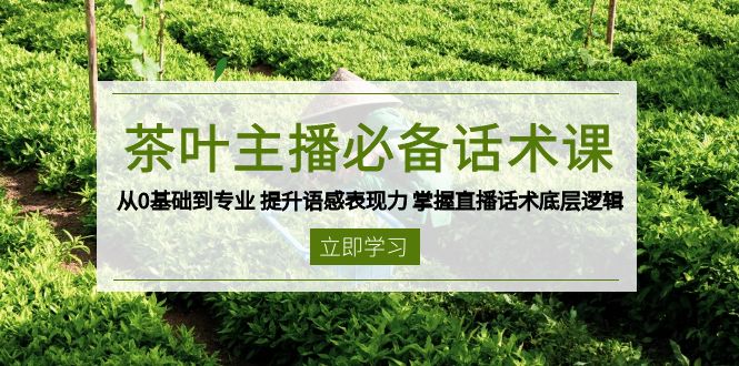 （13961期）茶叶 主播必备话术课 从0基础到专业 提升语感表现力 掌握直播话术底层逻辑_生财有道创业项目网
