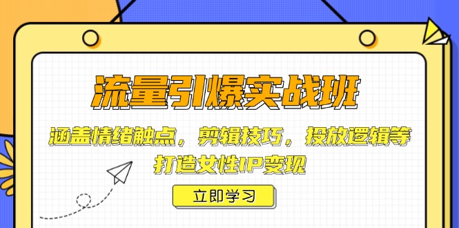 （14008期）流量引爆实战班，涵盖情绪触点，剪辑技巧，投放逻辑等，打造女性IP变现_生财有道创业项目网