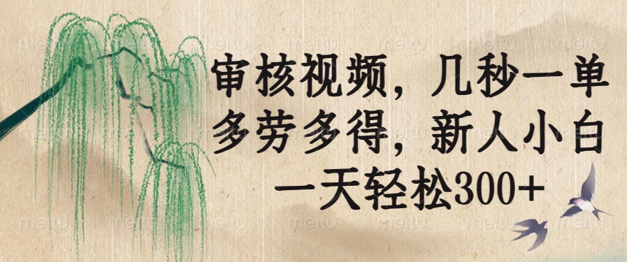 图片[1]-（14203期）审核视频，几秒一单，多劳多得，新人小白一天轻松300+_生财有道创业项目网-生财有道