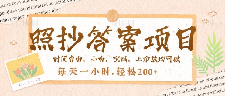 （14219期）照抄答案，一个问题薅多遍，就有收益，每天一小时，轻松200＋_生财有道创业项目网