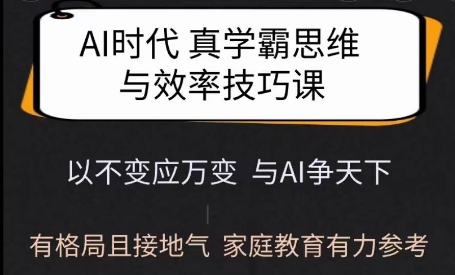 Ai时代真学霸思维与学习方法课，有格局且接地气，家庭教育有力参考——生财有道创业项目网