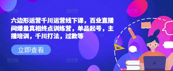 六边形运营千川运营线下课，百业直播间爆量真相终点训练营，单品起号，主播培训，千川打法，过款等——生财有道创业项目网