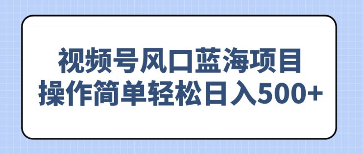 （14276期）视频号风口蓝海项目，操作简单轻松日入500+_生财有道创业项目网