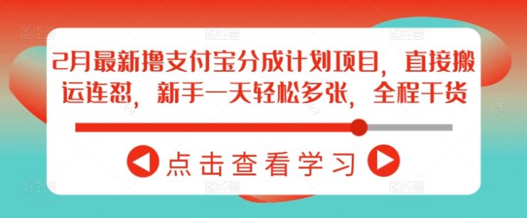 2月最新撸支付宝分成计划项目，直接搬运连怼，新手一天轻松多张，全程干货——生财有道创业项目网