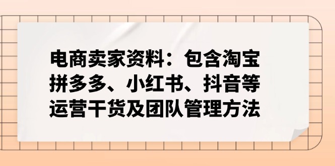 （14354期）电商卖家资料：包含淘宝、拼多多、小红书、抖音等运营干货及团队管理方法_生财有道创业项目网