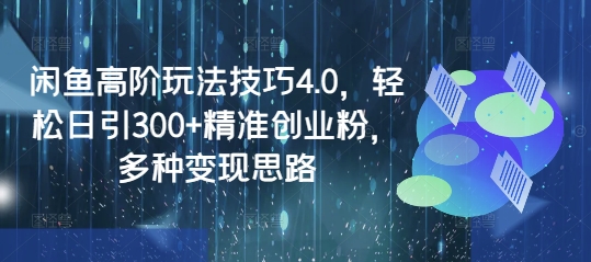 闲鱼高阶玩法技巧4.0，轻松日引300+精准创业粉，多种变现思路——生财有道创业项目网