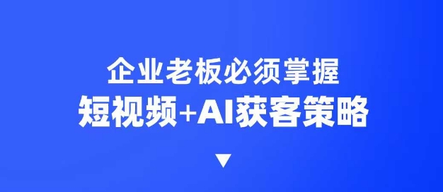 企业短视频AI获客霸屏流量课，6步短视频+AI突围法，3大霸屏抢客策略——生财有道创业项目网