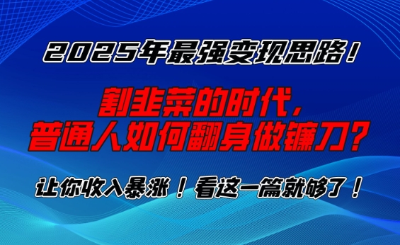 2025年最强变现思路，割韭菜的时代， 普通人如何翻身做镰刀？【揭秘】——生财有道创业项目网