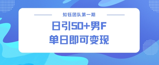 男粉引流新方法不违规，当日即可变现——生财有道创业项目网