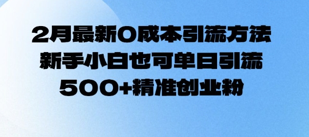 2月最新0成本引流方法，新手小白也可单日引流500+精准创业粉——生财有道创业项目网