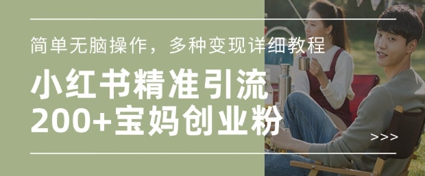 小红书混剪日引200+宝妈创业粉，简单无脑操作，多种变现详细教程——生财有道创业项目网