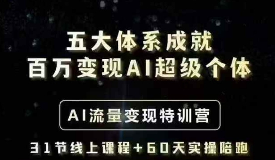 五大体系成就百万变现AI超级个体- AI流量变现特训营，一步一步教你一个人怎么年入百W——生财有道创业项目网