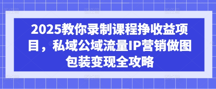 2025教你录制课程挣收益项目，私域公域流量IP营销做图包装变现全攻略——生财有道创业项目网