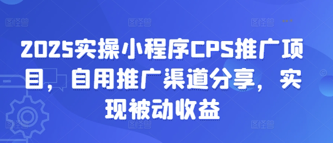 2025实操小程序CPS推广项目，自用推广渠道分享，实现被动收益——生财有道创业项目网