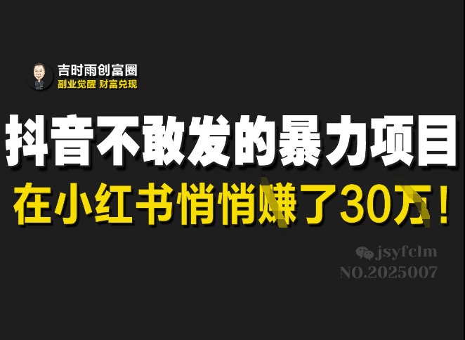 图片[1]-抖音不敢发的暴利项目，在小红书悄悄挣了30W——生财有道创业项目网-生财有道