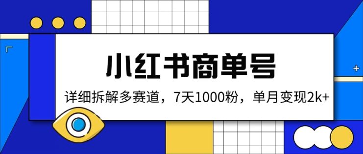 （14579期）小红书商单号，详细拆解多赛道，7天1000粉，单月变现2k+_生财有道创业项目网