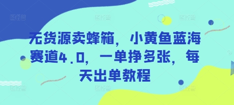 无货源卖蜂箱，小黄鱼蓝海赛道4.0，一单挣多张，每天出单教程——生财有道创业项目网