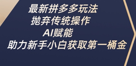 最新拼多多玩法，抛弃传统操作，AI赋能，助力新手小白获取第一桶金——生财有道创业项目网