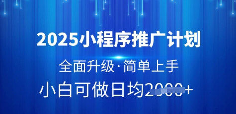 2025小程序推广计划，全面升级，简单上手，日均多张【揭秘】——生财有道创业项目网