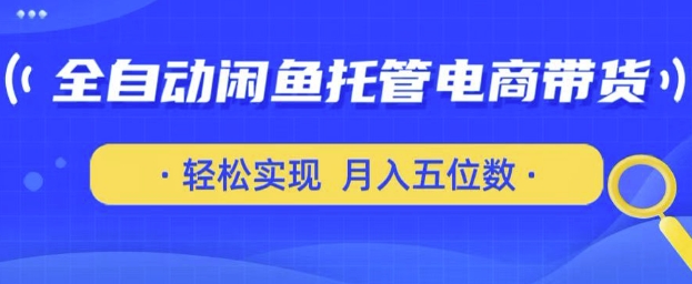 全自动闲鱼托管式电商带货，只需一部安卓手机和一个闲鱼号，轻松实现月入五位数【揭秘】——生财有道创业项目网