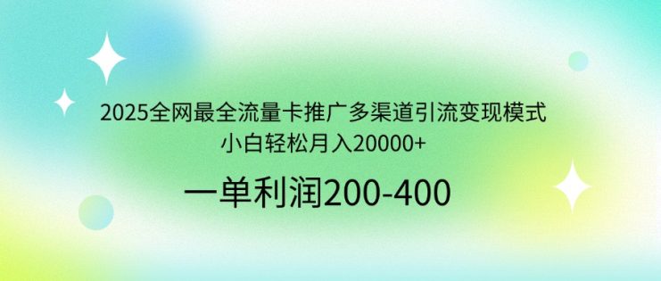 （14126期）2025全网最全流量卡推广多渠道引流变现模式，小白轻松月入20000+_生财有道创业项目网