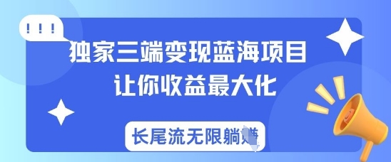 独家三端变现蓝海项目，让你收益最大化，长尾流无限躺挣——生财有道创业项目网