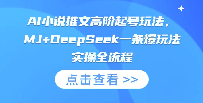 AI小说推文高阶起号玩法，MJ+DeepSeek一条爆玩法实操全流程——生财有道创业项目网