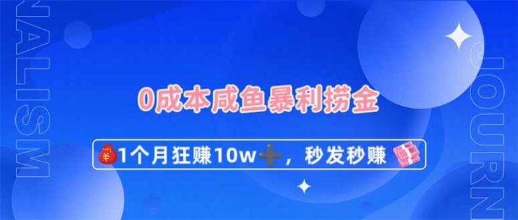 （14257期）0成本闲鱼暴利捞金，1个月狂赚10W+，秒发秒赚新玩法_生财有道创业项目网