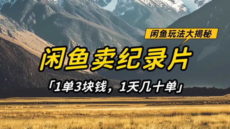 闲鱼卖纪录片，简单又赚钱的小项目，1单3块钱  1天几十单_生财有道创业网