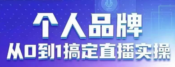 个人品牌：从0到1搞定直播实操，用直播为你的个人品牌赋能，六大实操板块，放大个人影响力——生财有道创业项目网