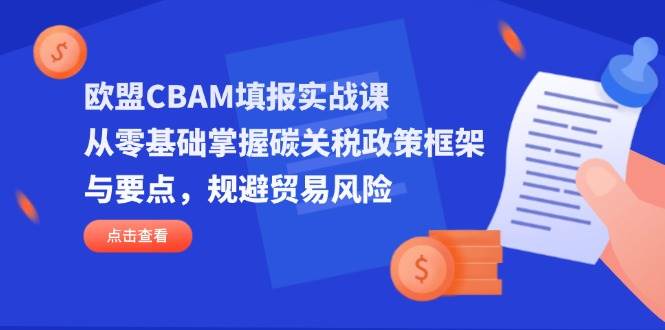 欧盟CBAM填报实战课，从零基础掌握碳关税政策框架与要点，规避贸易风险_生财有道创业网