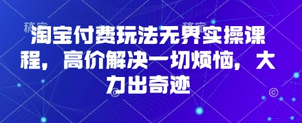 淘宝付费玩法无界实操课程，高价解决一切烦恼，大力出奇迹——生财有道创业项目网
