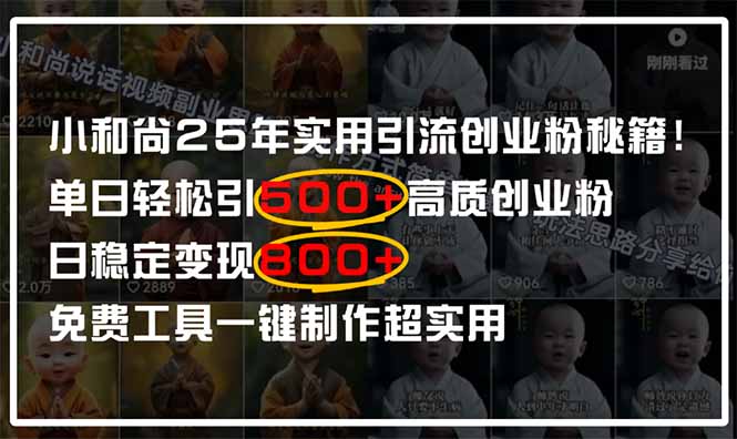 （14436期）小和尚2025年实用引流秘籍！单日轻松引500+高质量创业粉，日变现800+，…_生财有道创业项目网
