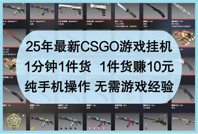 图片[1]-（14439期）25年最新CSGO游戏挂机，1分钟1件货，1件货赚10元 纯手机操作 无需游戏经验_生财有道创业项目网-生财有道